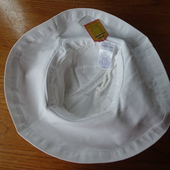 Lands End cotton fabric white sun hat - Picture 7 of 13